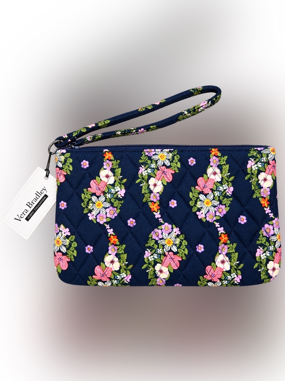 Vera Bradley Navy Quilted Floral Wristlet